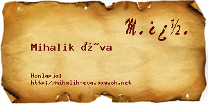 Mihalik Éva névjegykártya